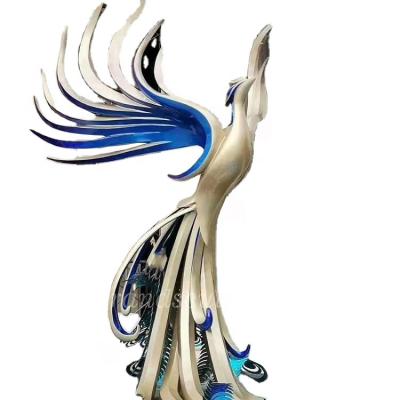 China China Art Metal Painted Peacock Animal Abstract Sculptures For Outdoor Decoration for sale