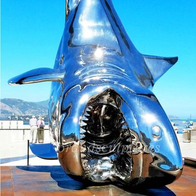 China China Huge Modern Stainless Steel Shark Sculpture For Outdoor Decor for sale