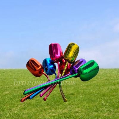 China Amazing China Plating Multicolor Flower Sculpture For Lawn Decoration for sale