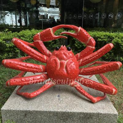 China Promotional Good Quality Life Size Europe Red Color Resin Crab Sculpture For Restaurant Decoration for sale