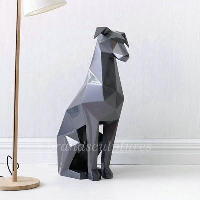 China Life Size Cute China Fiberglass Dog Sculpture For Home Decor for sale