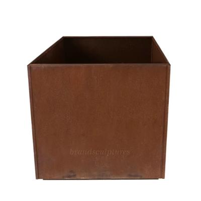 China Artisan Handicraft Life Size Corten Steel Sculpture Geometric Planter for Outdoor for sale