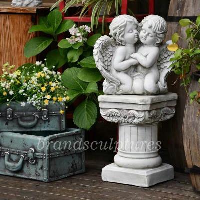 China Full Beautiful Modern Handmade Art Marble Sculpture Stone Angel Baby Statue for sale