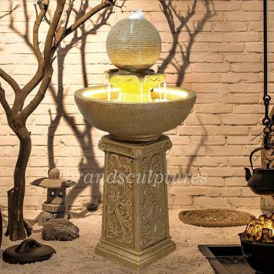 China Handmade Full Floating Ball Stone Sphere Water Fountains As Modern Ornament for sale