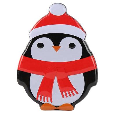 China Multifunctional Metal Oriented Tin Can With Penguin Viable Christmas Design for sale