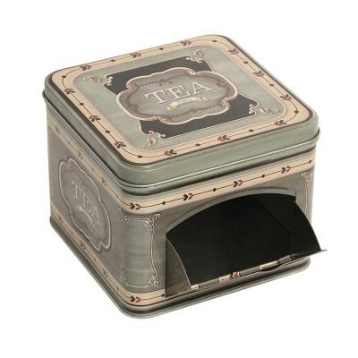 China High Quality Viable Sugar Tea Design Square Coffee Tin Can With Metal Drawer With for sale