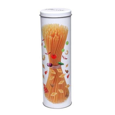 China Sustainable High Quality Food Grade Round Tin Box With White 3D Spaghetti Design With Plug Lid for sale