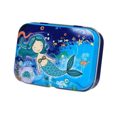 China Eco-friendly / easy to carry cute mini tin box with tie with mermaid design for sale