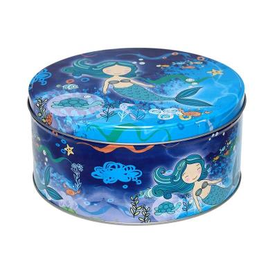 China Viable Hot Selling Multifunctional Round Tin Box With Mermaid Design Set Of 3 for sale