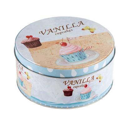 China Sustainable Food Grade Multifunctional Round Tin Box With Cake Design Set Of 3 for sale