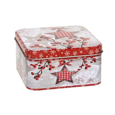 China Sustainable Christmas Metal Tin Can With Star And Moose Themed Multifunctional Design for sale