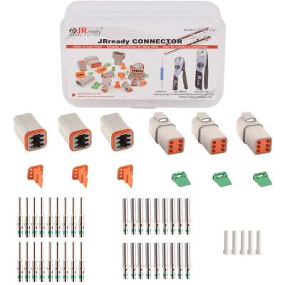 China Automotive & German JRready Heavy Duty 6 Pin Connector Kit Gray Waterproof Electrical Wire Connector with 3 Contact Plug and 16# DT Seal Sets for sale