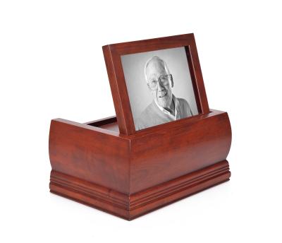 China Rosewood American Human Cremation Urn Photo Style Style Casket and Wooden Urn for Adult Ashes for sale