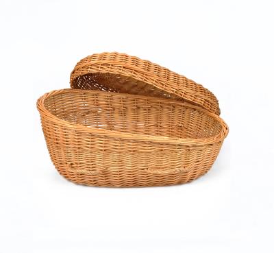 China OSC002 Funeral Pet Casket Viable Wicker Material For Memory Wicker Caskets for sale