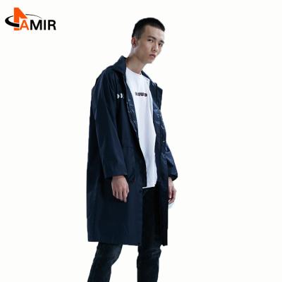 China Reusable Unisex Rain Coat Fashion Nylon Polyester Women Man Rain Coat Single Long for sale