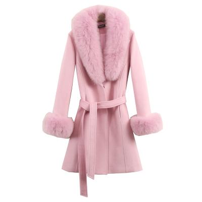 China New Sustainable Trends Slim Fit Long Cashmere Coat Winter Women Fashion Long Woolen Coat for sale