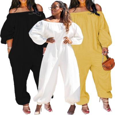 China Wholesale QUICK DRY Women's Clothing Fall 2021 Solid Color Off The Shoulder Oversized Women's One Piece Overalls And Rompers for sale