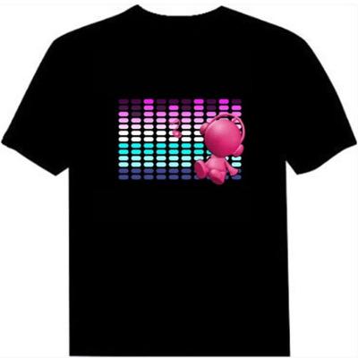 China High Quality Sound Activated Flashing Sound and EL Animation Program Sound Activated Light Up Equalizer EL LED T-shirt Cotton Shorts Flashing T-Shirt For Party disco rock DJ for sale