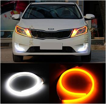 China DRL LED Headlight Strip With Turn Signal Car Angel Eye DRL Head Lamp Roller Coaster Tube Style Decorative Daytime Running Light for sale