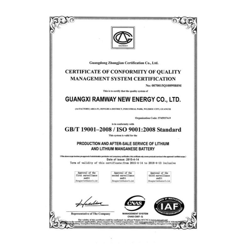 ISO9001 - Guangxi Ramway New Energy Corp., Ltd.