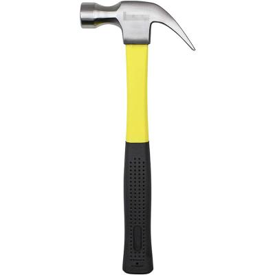 China 16 oz Fiberglass Claw Hammer Heavy Duty Impact Resistant Construction Nail Hammer Rubberized Non Slip Handle for sale