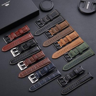 China Fashionable 20 22 24 26mm Watch Accessories Suitable For Hand Made Watch Band Samsung Watch Band Leather Men Sports for sale