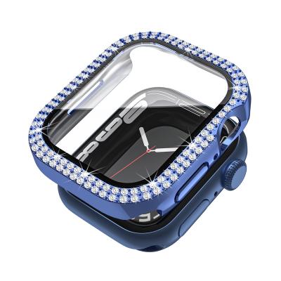 China Wristwatch Dustproof Shockproof Waterproof 7 Diamond Protective Case For Apple 8 41mm 45mm Accessories Bling Protector Bumper Cover For iWatch for sale