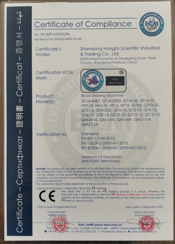 CE - Shandong Hongfa Scientific Industrial And Trading Co., Ltd.