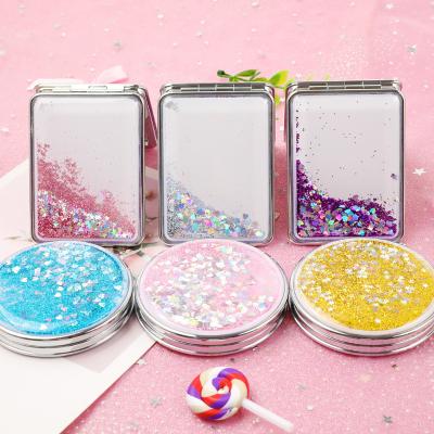 China 2021 Plastic Fashion Pocket Makeup Mirror Private Label Mini Pink /white Color Hand Held Mirror With Logo for sale