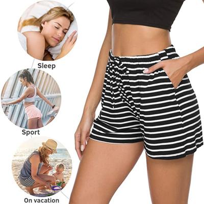 China Summer Home Breathable Burst Sports Running Cotton Casual Striped Elastic European Modal Women's Comfortable Shorts for sale