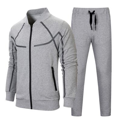 China New Baseball Uniform Cotton Long Sleeve Full-zip Casual Jackets Breathable Men's Breathable Track Sporty 2 Piece Sweat Suits Set for sale