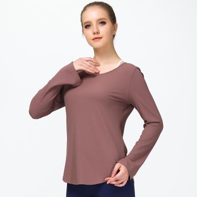 China New Sellera Yoga Tops Long Sleeve Breathable Warm T-shirt For Gym Woman Round Neck Pullover Dance Yoga Lulu Rhythm Jacket for sale