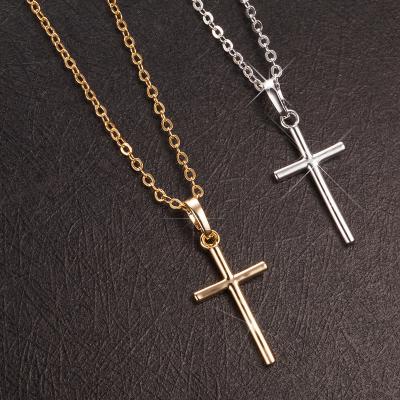 China Hot Selling Hiphop Gold Silver Stainless Steel Prayer Cross Pendant Chain Necklace For Men CLNN021 for sale