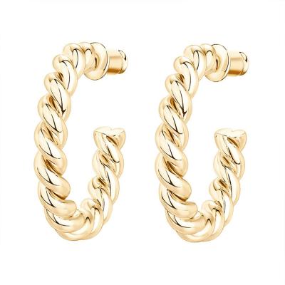 China FASHIONABLE Hot Sale 14K Gold Plated Round Hoop Earrings Twisted Rope Hoop Earrings Jewelry in Golden Silver and Rose Gold for sale