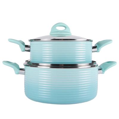 China Sustainable PFOA Free Aluminum Casserole Cook Pot With Lid With Ceramic Nonstick Coating 20/22/24/26/28/30 All Size Is Available for sale