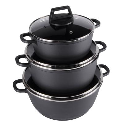 China General Use For Gas And Induction Cooker PFOA Free 20/24/28 cm Aluminum Casserole Pot/Non Stick Cooker With Lid Indution Bottom for sale