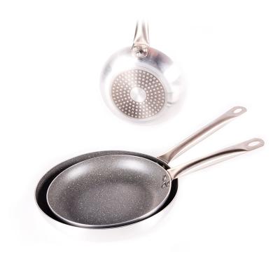 China Viable PFOA Free 20/24/28 Press Aluminum Pan Without Pan Cover With Nonstick Marble Coating Induction With SS Handle for sale