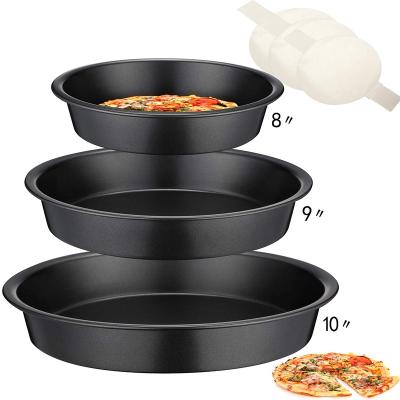 China Viable 3 Pieces Cake Pan Set Pizza Pan Nonstick Round Cake Pan Cake Bakeware 8/9/10 Inch with 60 Count 7/8/9 Inch Baking Paper for sale