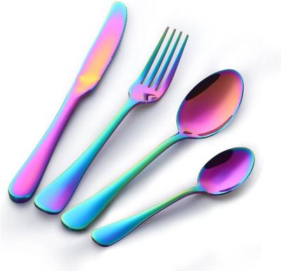 China Sustainable Set For Flatware 4 Set Colorful 304 Stainless Steel Dinnerware for sale