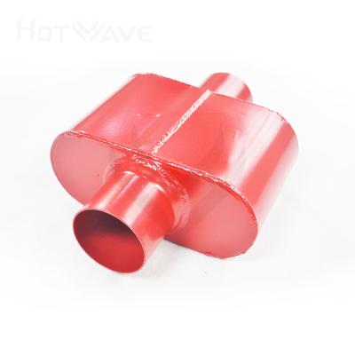 China VR7428 HOTWAVE 100% Gauge Aluminized Exhaust Muffler heavy steel highflow RED muffler sports FULL exhaust/2 chamber performance exhaust muffler BOOR 2.25