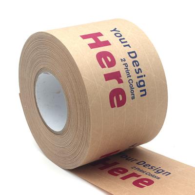 China Heat Resistant 2 Colors Custom Printed Reinforced Kraft Bonded Paper Tape | Brown Wrapping Paper | Water-activated adhesive | 2.75 inches x 150 ft for sale