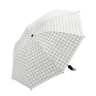 China Modern Factory Wholesale Black Coated Check Pattern Customization Available UV Protection 3 fold Umbrella Automatic for sale