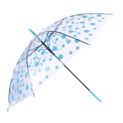 China Cute Factory Wholesale Cheap Round Dot Promotional Gift Automatic Open Straight Transparent Color Umbrella for sale