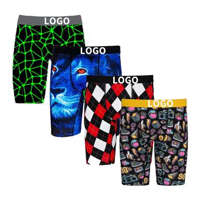 China Antibacterial Men's Long Leg Briefs And Boxers Underwear Quick Dry Polyester Printed Mens Underwear Boxers Briefs for sale