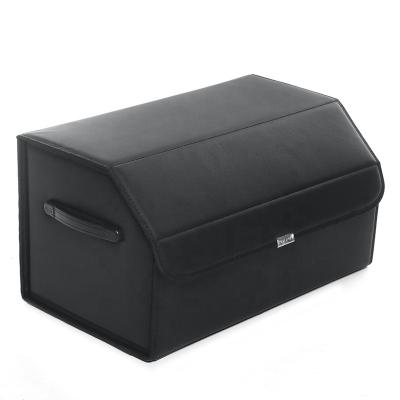 China Foldable Waterproof Leather Organizer Car Cargo Trunk Storage Box PU Car Backseat Trunk Organizer For Truck for sale