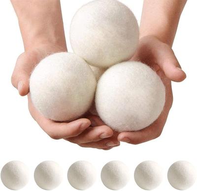 China Eco-fiendly 6PCS Reusable Wool Dryer Balls Natural Fabric Softener Laundry Balls for sale