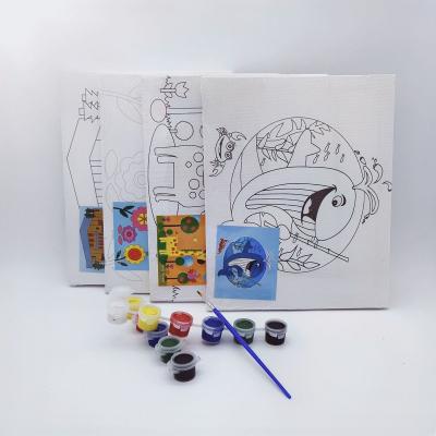 China Wholesale Portable and Easily Fixed Acrylic Oil Painting Children Mini Canvas Set for sale