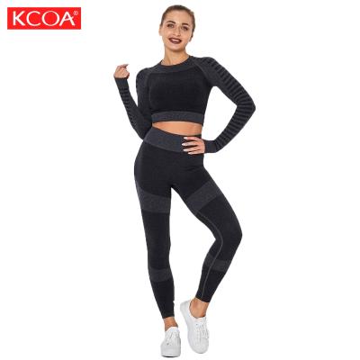 China 2021 Fashion Women's Long Breathable Wholesale Waist Tummy Control High Fitness Yoga Wear Pants Gym Set for sale