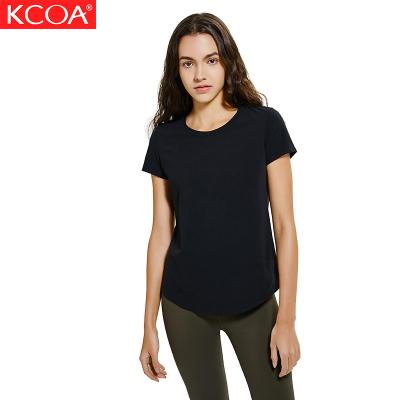 China KCOA Yoga Fitness Gym Wear Custom Women Antibacterial Good Quality Workout Short Sleeve Gym Fitness T-Shirt for sale