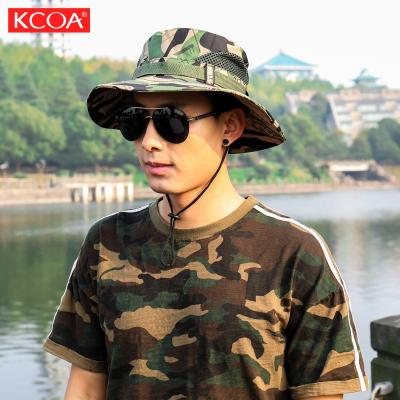 China KCOA Soft Breathable Wholesale Custom Moq Logo Fashion Camo Cotton Fishing Bottom Bucket Hat With Big Brim for sale